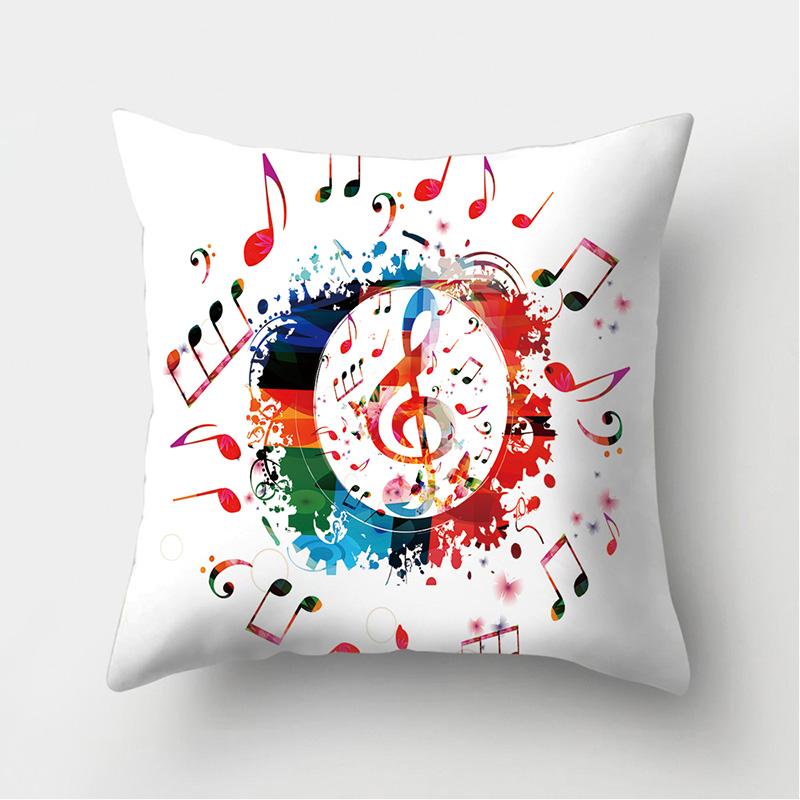 Cushion Cover Pillow Sofa Decorative Pillowcase Musical Instrument Pattern