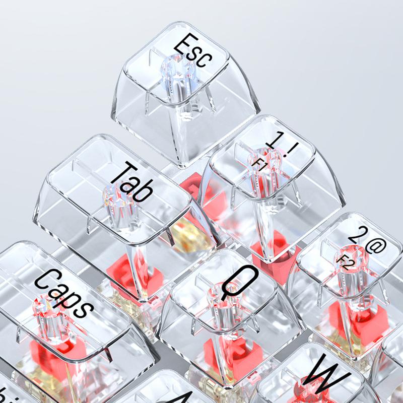 

T-WOLF T40 150cm Wired Mechanical Keyboard with Clear Keycaps Transparent Black