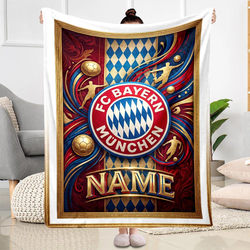 Bayern Munich Stadium Night Personalized Name Blanket Throw Customizable Blanket Warmthful Decor for Nap Couch Livingroom Chair Four Seasons Universal