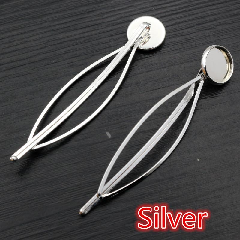 Fashion 12mm 10pcs 5 Styles High Quality 6 Colors Copper Material Hairpin Hair Clips Hairpin Base Setting Cabochon Cameo Base