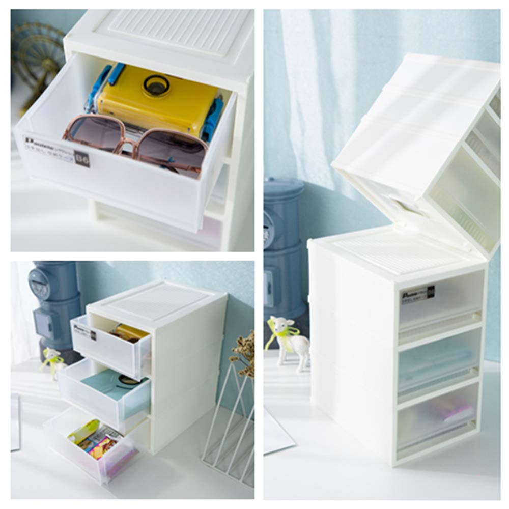 Paulele Storage 17cm W X 23cm D X 27cm Small Item Storage Small Item Document Desktop Letter Office Stationery Case, Drawer, 3-Tier, B6-2 Size H,