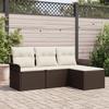 4-piece Garden Sofa Set with Brown Cushions In Poly Rattan 3353977