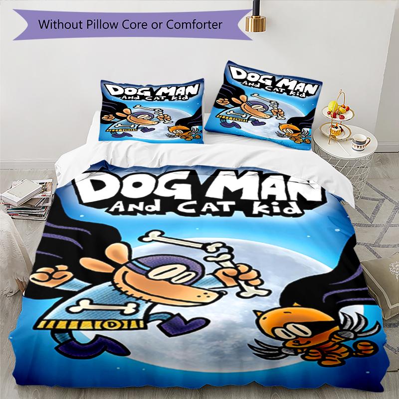 3pcs Dog Man Bedding Set Duvet Cover Closure Includes 1 Duvet Cover & 2 Pillowcases, Soft and Comfortable for All Seasons.