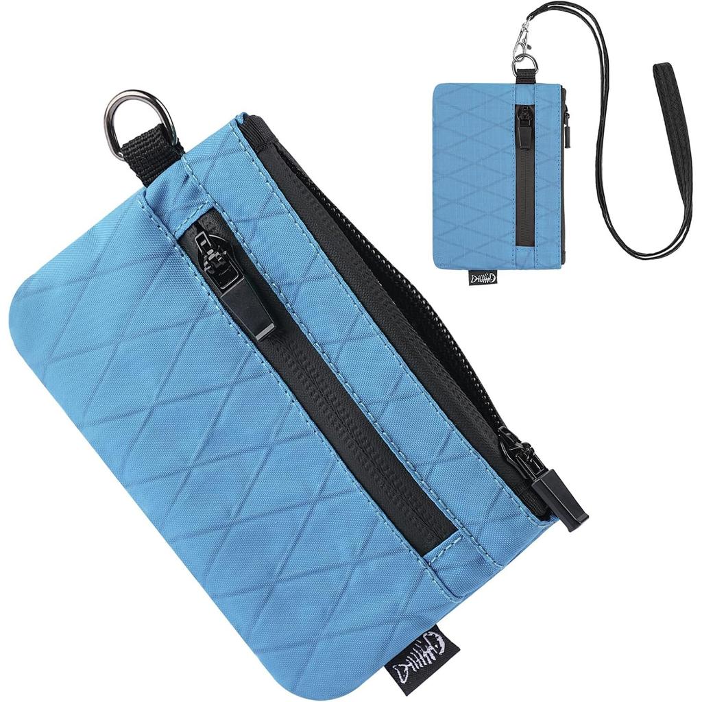 Small Wallet with 2 Zipper Pockets&Lanyard&Keychain ID Case Card Holder Coin Purse Badge Pouch for Boys Girls Women Men Travel Sports Outdoor