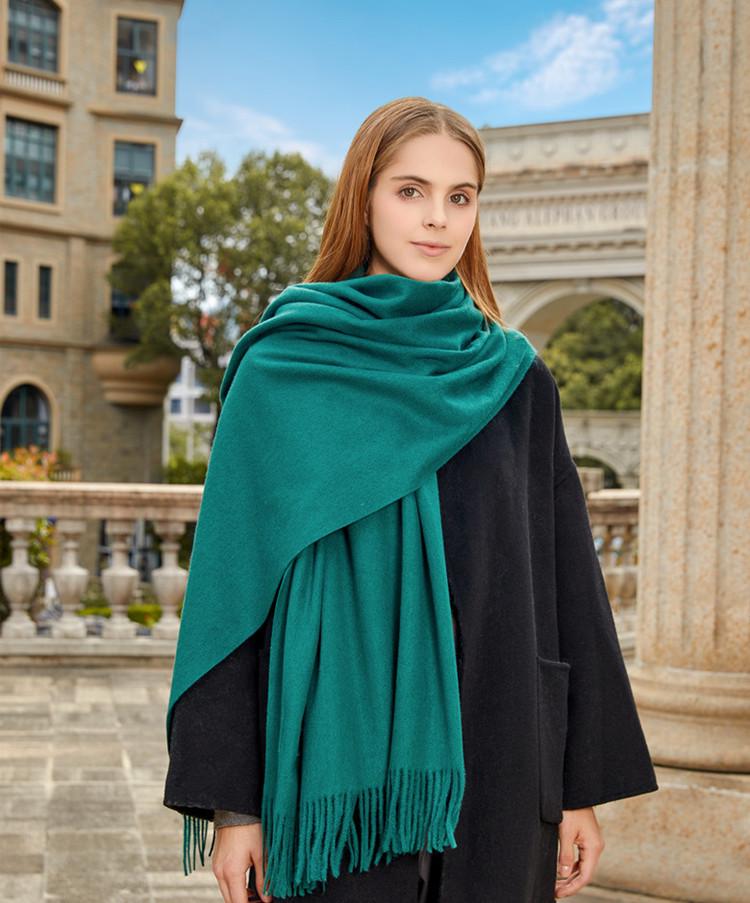 Black Cashmere Wool Scarf - Versatile Winter Shawl for Women and Men, Korean Style, Solid Color