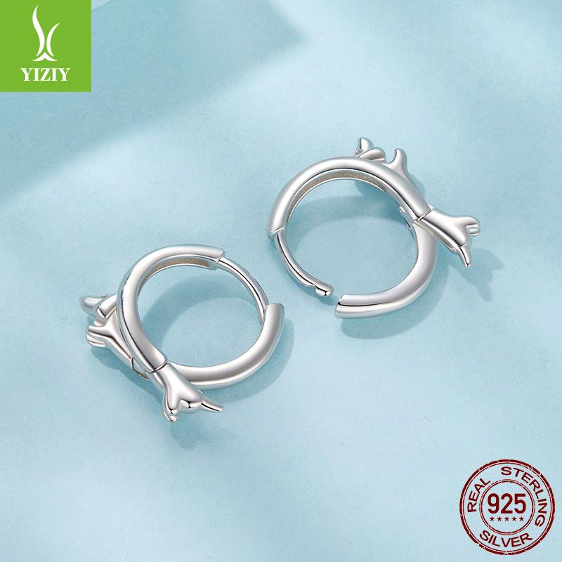 Popular S925 Sterling Silver Dachshund Dog Ear Buckle, Cute Animal Whole Body Silver Versatile Earrings Earrings