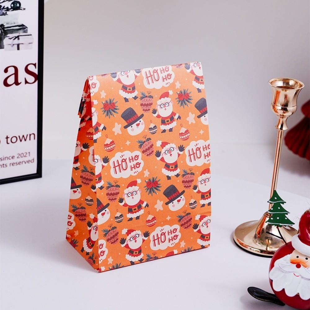 10pcs Reclosable Christmas Cookie Bag Kraft Paper Gift Favor Bags Candy Packag Bag New Year Decor