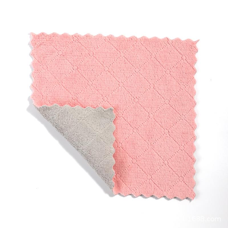 Two-Color Double-Sided Coral Fleece Cleaning Cloth & Scouring Pad