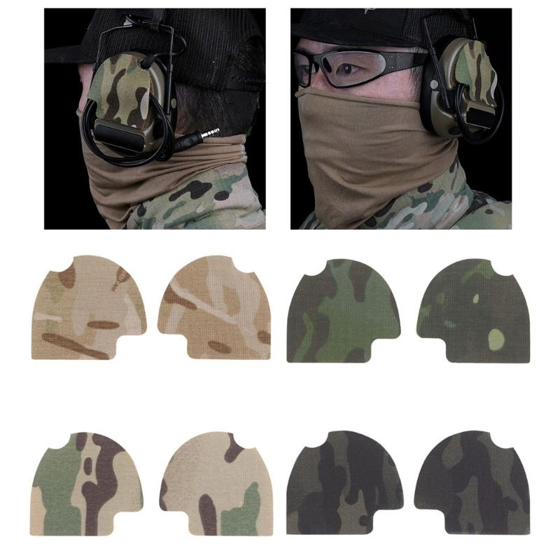2Pcs Camouflage Earmuff Sticker Camouflage Tape Sticker Headphone Sticker Patches Outdoor Headphone Cover Earmuff Cover