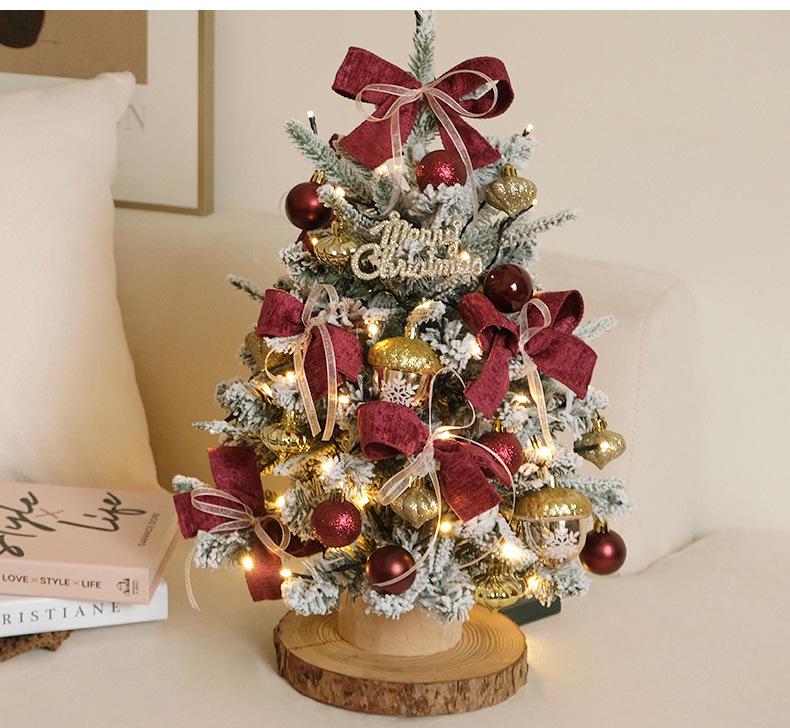 Small Snowy Baby Christmas Tree Set for Indoor Decor - Ornaments for Living Room, Window, or Desk