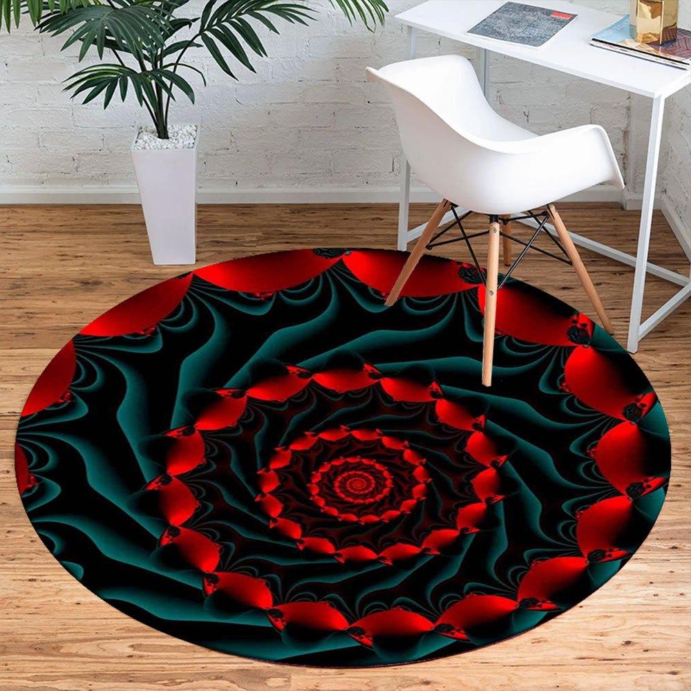Rotes und Schwarzes Abstraktes Spiraldesign Wandkunst DruckRunder Rutschfester Stuhlmatte Stuhlteppich für Büro Teppiche für Bürodekoration Geschenk für Valentinstag Mot