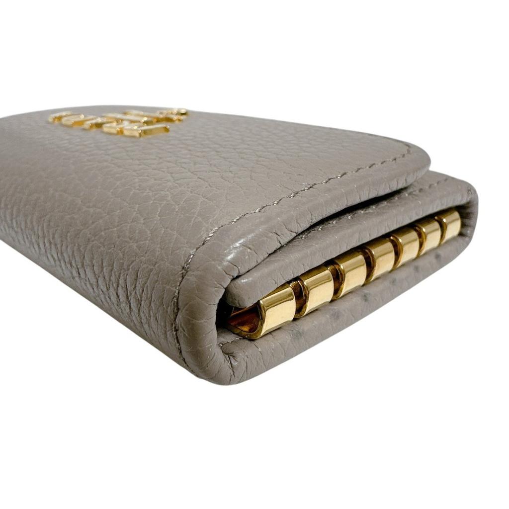 Prada Vittero Grain Leather Safiano Key Holder  Leather Gurege Women 1PG222 Used