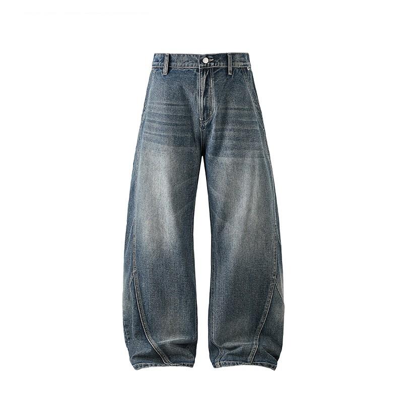Loose men's and women's trousers autumn new washed low-rise American retro jeans men's scimitar straight wide-leg pants