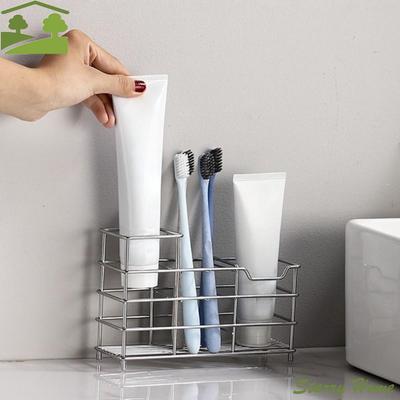 304 Stainless Steel 6 Grids Toothbrush Holder Ventilated Easy To Clean Shower Table Bracket Saving Space Hanging