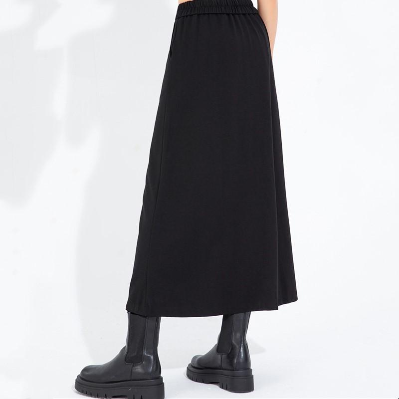 Plus Size High Waist Vintage Black Spring Summer Autumn Casual Loose Long for Woman Skirts Womens Skirt