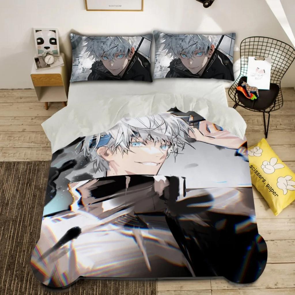 Japan Anime Jujutsu Kaisen Bedding Set Boys 3D Printed Duvet Covers with Pillow Case Twin Queen King Single Size