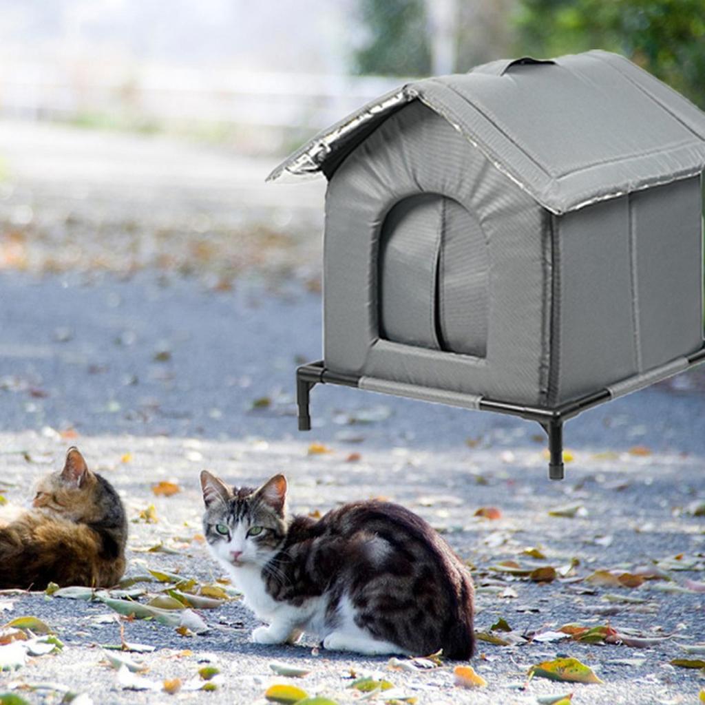 Outdoor Cat House Winter Insulated Warm Cat Shelter Weatherproof Cat Tent for Garden Porch Backyard Patio Pet House