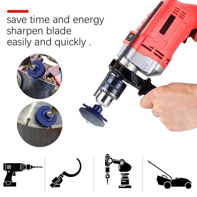 Universal Lawn Mower Blade Sharpener for Drill, Garden Tools Sharpening Stone Grinding Wheel for Rotary Balance,Yard Lawn Edge Sharpener