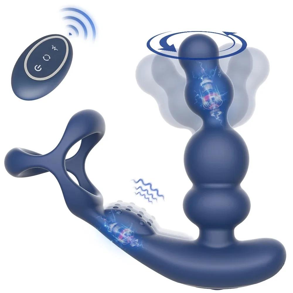 Wireless Control Vibrating Butt Plug Anal Vibrator 360 Rotate Anal Beads Male Prostate Massager Cock Trainer Sex Toys for Men 18