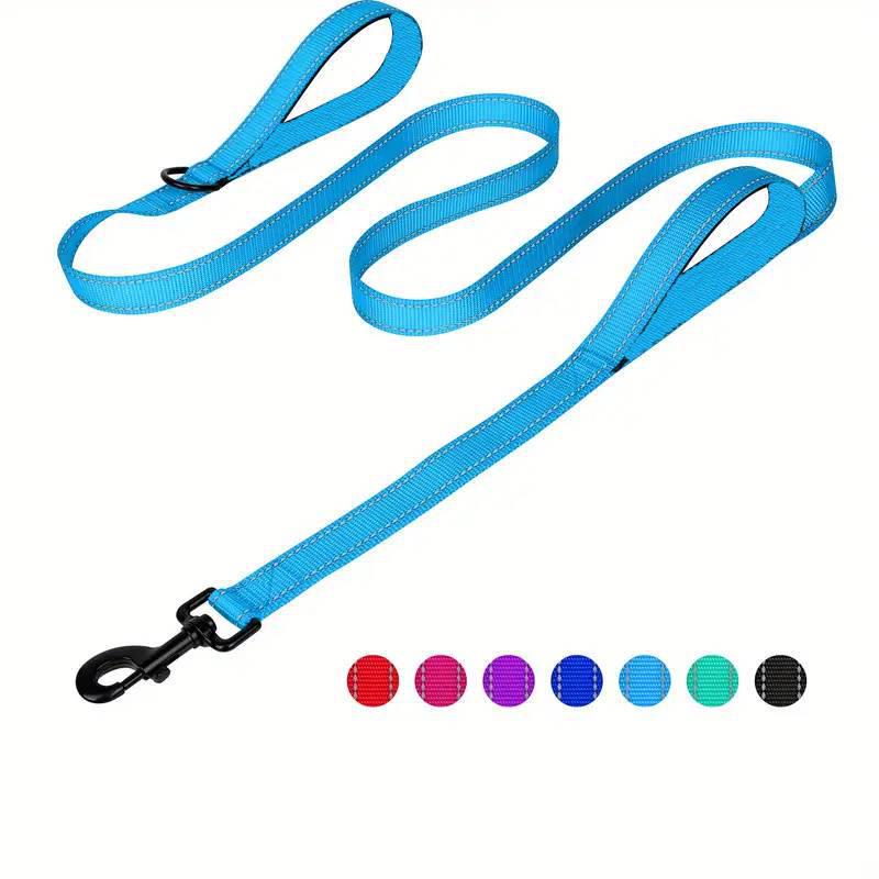 Reflekterande hundkoppel med dubbla handtag för medelstora och stora hundar - Explosionssäkert kedjerep