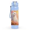 1PC White Cat Floral Soft Art 750ml Color Plastic Sports Water Bottle Leakproof Flip Straw Lid Suitable for Sports Office Home Use