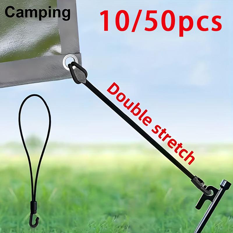 10/50Pcs Bungee Cord With Hooks High Elasticity Expander With Hooks Rubber Tensioner With Hooks For Camping Tarpaulin