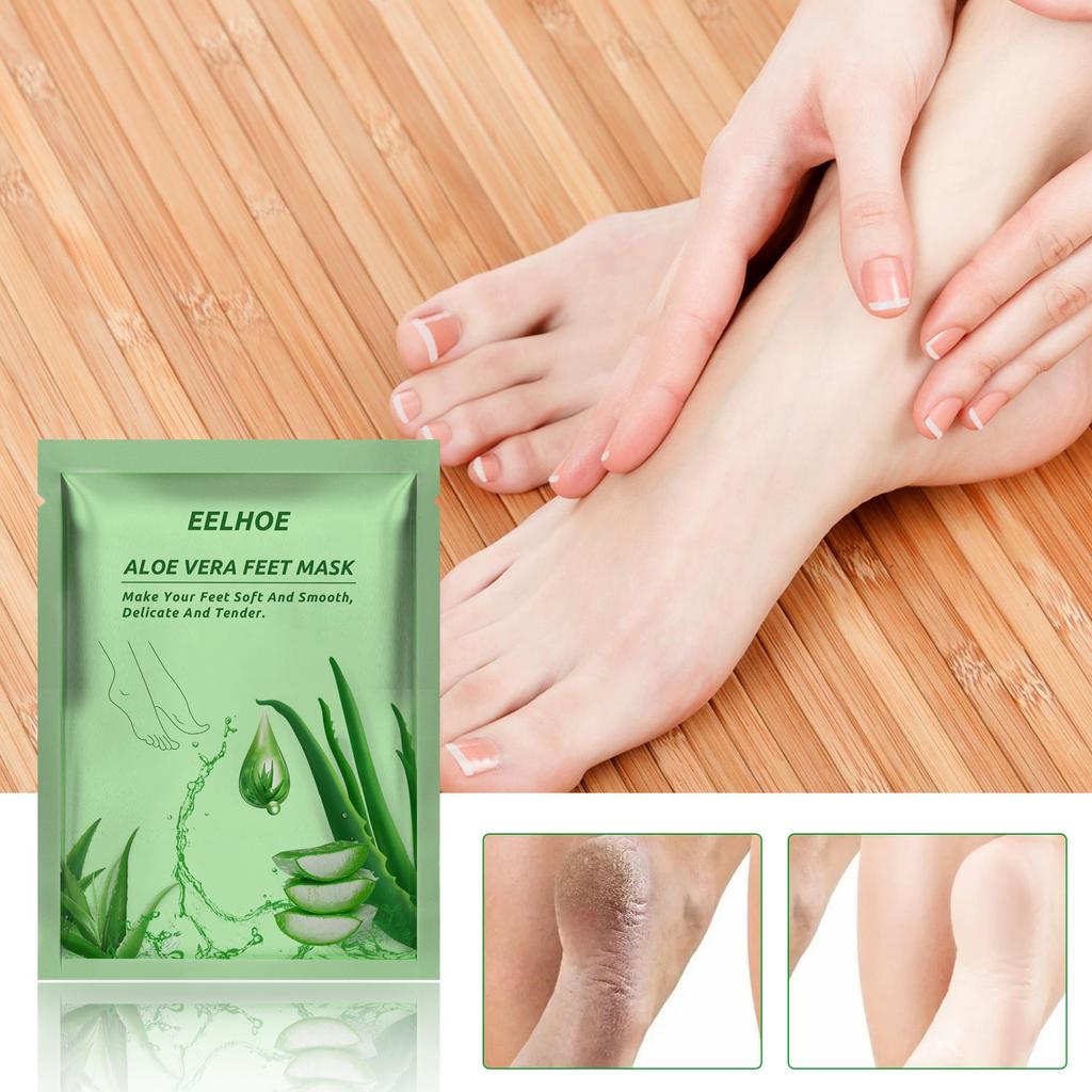EELHOE Aloe Vera Foot Mask: Hydrating, Anti-Cracking, Exfoliating, and Skin-Softening Foot Mask