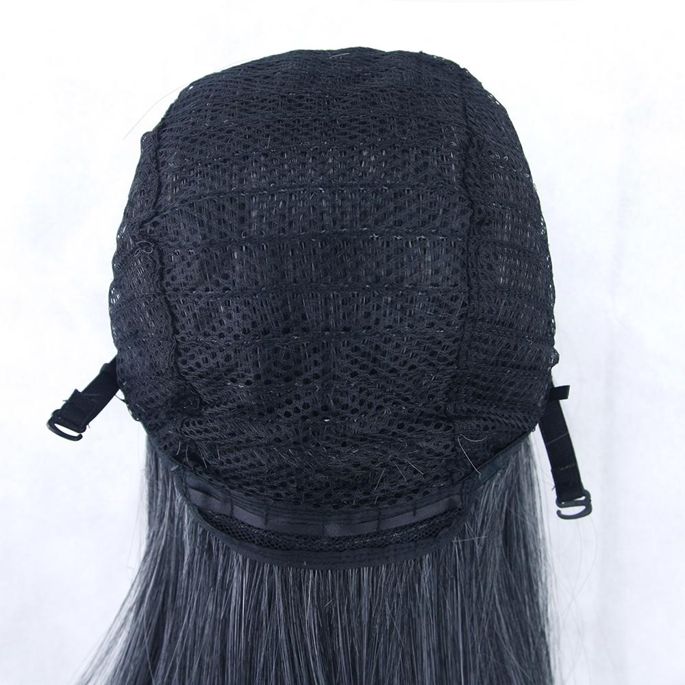 Soowee 80 cm langt syntetisk hår Hvit Lilla Cosplay Parykker Fest Svart Hår Rett Parykk Hårstykke for kvinner