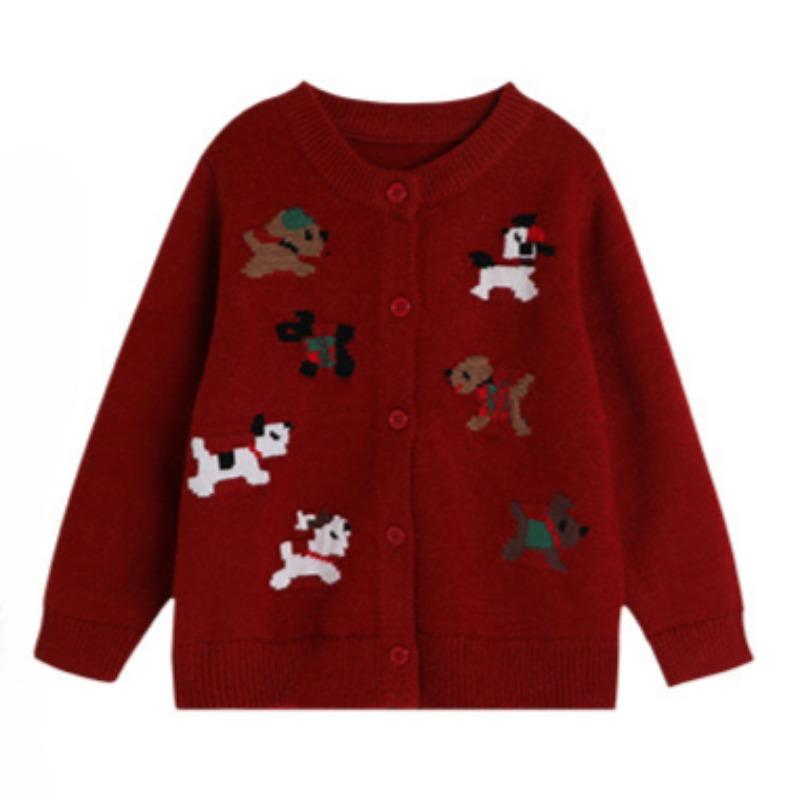 Spring New Children's Cute All-match Animal Pattern Knitted Cardigan