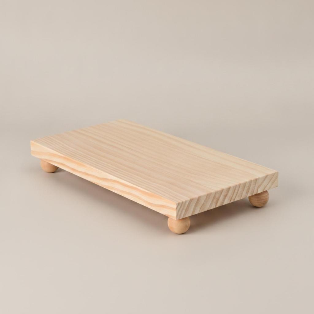 Wooden Tray with Feet Minimalist Decor Smooth for Vanity