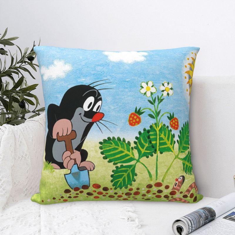 Federe Personalizzate di Lusso per Cuscini da Scavo Talpa 45x45cm Morbida Cartone Animato Krtek Piccolo Talpa Federa per Cuscino per Divano Auto Quadrata