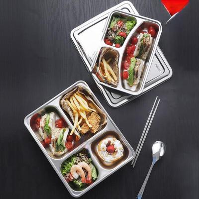 ZISIZ 304 Stainless Steel Divided Lunch Box with Lid