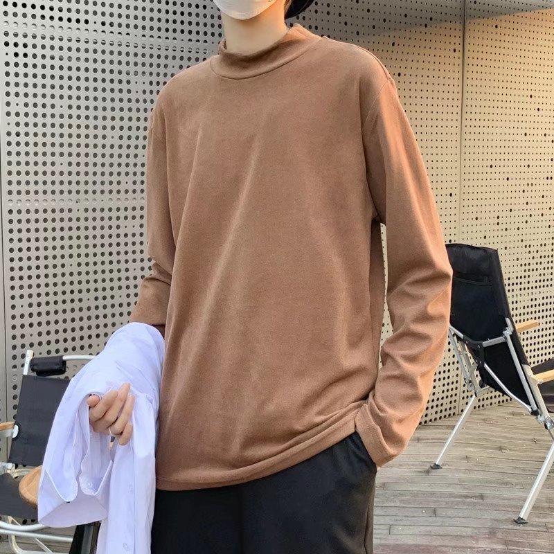 Novas camisetas masculinas de manga comprida, camiseta slim masculina, camiseta para jovens, cor pura, camisetas, gola redonda, camiseta masculina para meninos