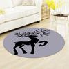 Round Rug with Artistic Floral Deer – Nordic Style Soft Durable Floor Decor for Bedroom & Reading Nook