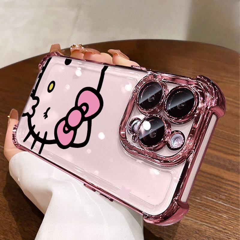 Strawberry Hello Kitty Case For Iphone 17 Pro Max 17 Air 16 15 14 13 12 11 Pro Max 15 Plus 16E 13 mini Shockproof Clear Casing