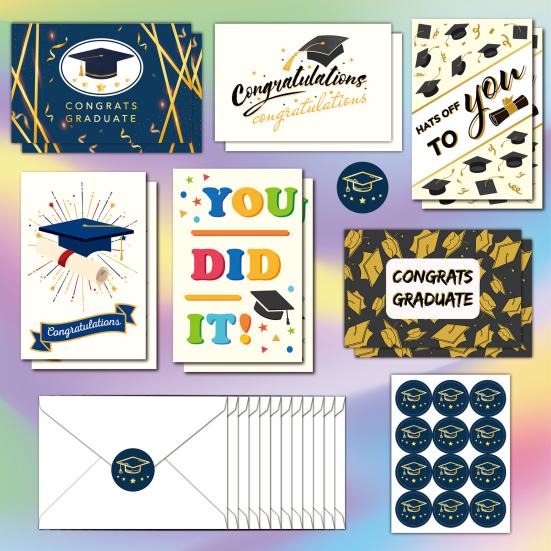 Graduation Cards Set 2026 Bachelor's Degree Card with Envelopes And Stickers Inspirational Congrats Personalized Graduation Message Card