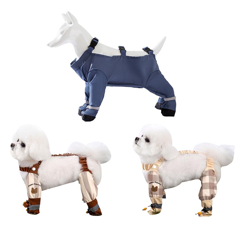 Pets Dustproof Strolling Pants Anti-Slip Dog Paw Protector Shoes W/Suspender Stain Resistant Waterproof Dog Jumpsuit Pet Custume