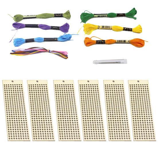 

6шт деревянный прямоугольник закладка вышивка крестиком DIY детский ремесленный художественный комплект