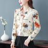 Spring Elegant Chiffon Blouse Women Long Sleeve Fashion Shirt Hide Belly Tops for Middle Age Mom