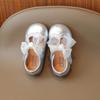 Girls Silver Tulle Bow Decor Ballet Flats