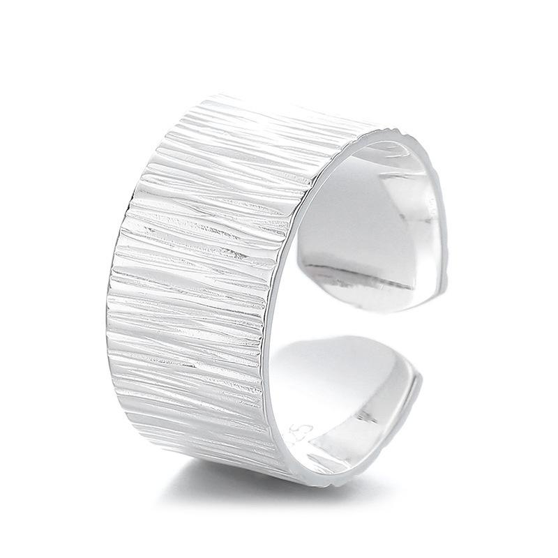 Foxanry Copper Color Stripe Wide Rings For Women Couples Minimalist Fashion Classic Personality Elegant Handmade Party Jewelry