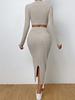 Women's Spring Casual Fashion Crew Neck Long Sleeve Bodycon Knit Set