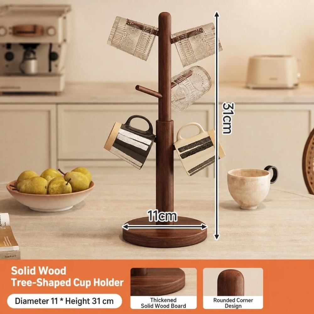 Space Saving Tree Shape Mug Holder Wooden Mug Tree Holder New Coffee Cup Mug Rack for Kitchen