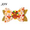 Fall Theme Hair Decor Thanksgiving Turkey Bow Clip for Girls, Decorative Pins, Glitter Bows Kids Double Layer Clip, Cute Autumn Holiday Party