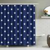 Starry Blue Shower Curtain White Stars Pattern Waterproof Fabric Decorative Bath Liner For Bathroom Size Customizable