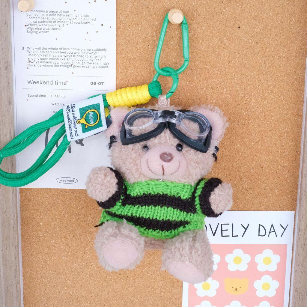 

Creative Cartoon Bear Dopamine Plush Keychain With Soft Animal Design For Couples And Bag Decor Black Green
