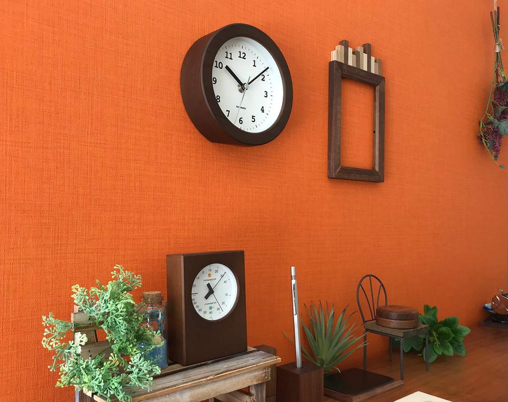 KATOMOKU Dual Use Clock 5 Brown Hanging Radio Clock Continuous Second Hand Diameter 15cm km-112BRRC