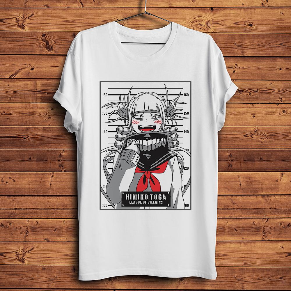 

2026 New Casual MHA Himiko Toga Cross My Body Funny Anime T Shirt Unisex Summer New White Short TShirt Unisex Academia OTAKU Tee 4XL