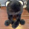 Women's Winter Hat New Faux Fox Fur Cute Ears Warm Thickened Bear Earflap Hat