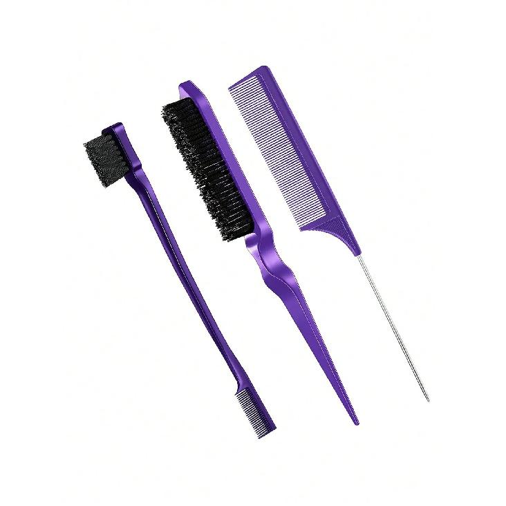 Üçlü Taraklı Saç Şekillendirme Tarağı Seti, Fare Kuyruğu Tarak, Kenar Tarak, Salon Saç Şekillendirme Aracı, Gerçek Saç Perukları İçin Özel